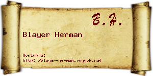 Blayer Herman névjegykártya